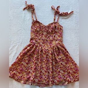 For Love And Lemons Floral Mini Dress - Pink and Yellow